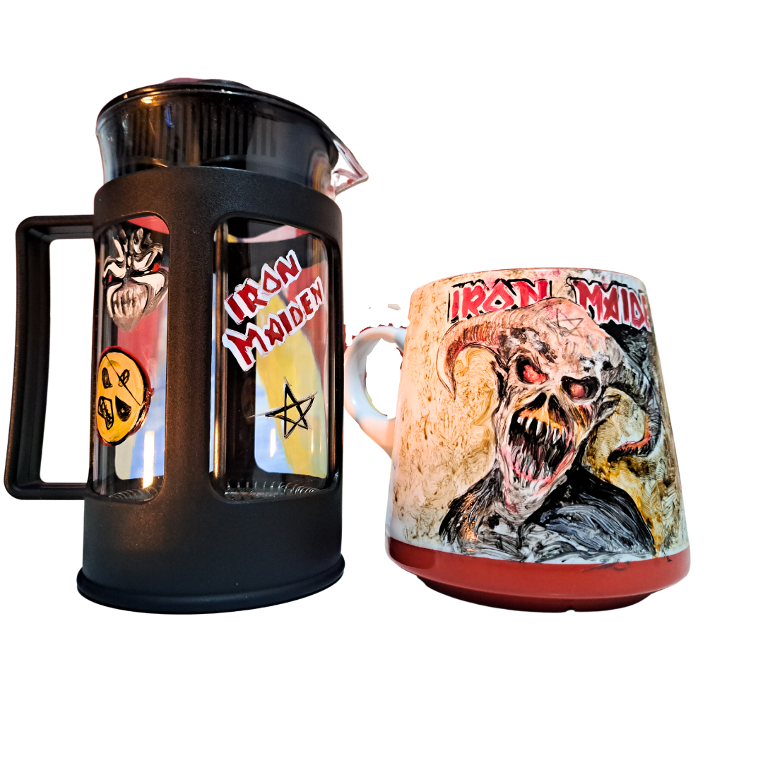 Cafetera francesa + tazón IRON MAIDEN