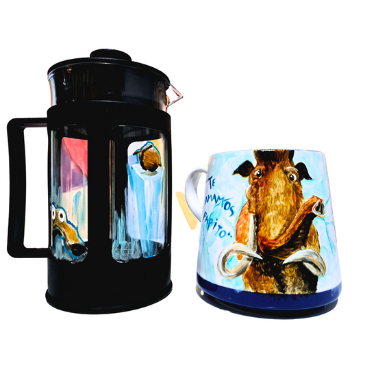 Cafetera francesa 700 cc + tazón de ceraámica era del hielo