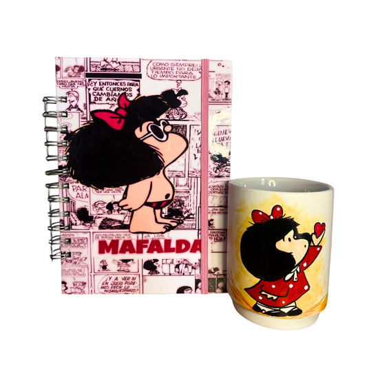 Agenda 2025 + tazón pintado a mano Mafalda