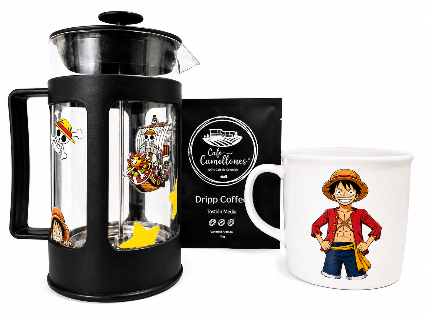 Cafetera Luffy + Tazón + café
