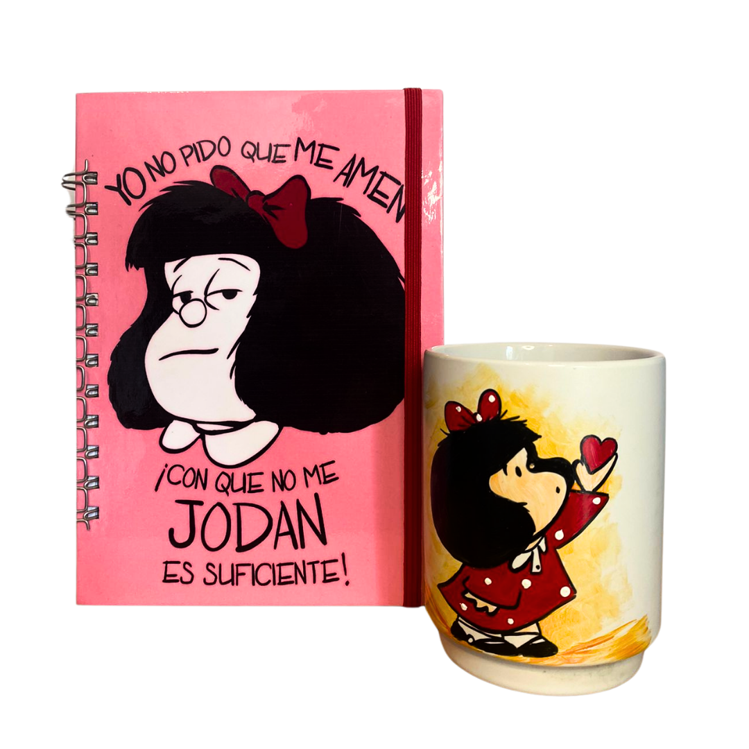 Agenda 2025 + tazón pintado a mano Mafalda