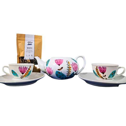 Juego de té flores