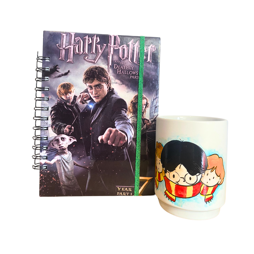 Agenda + tazón Harry potter pintado a mano