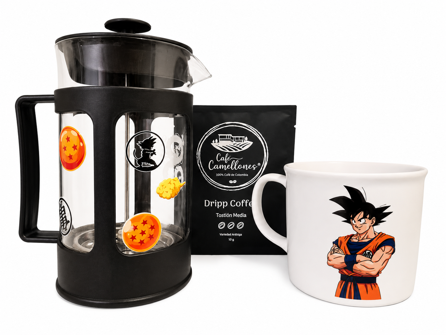 Cafetera Goku + Tazón + café