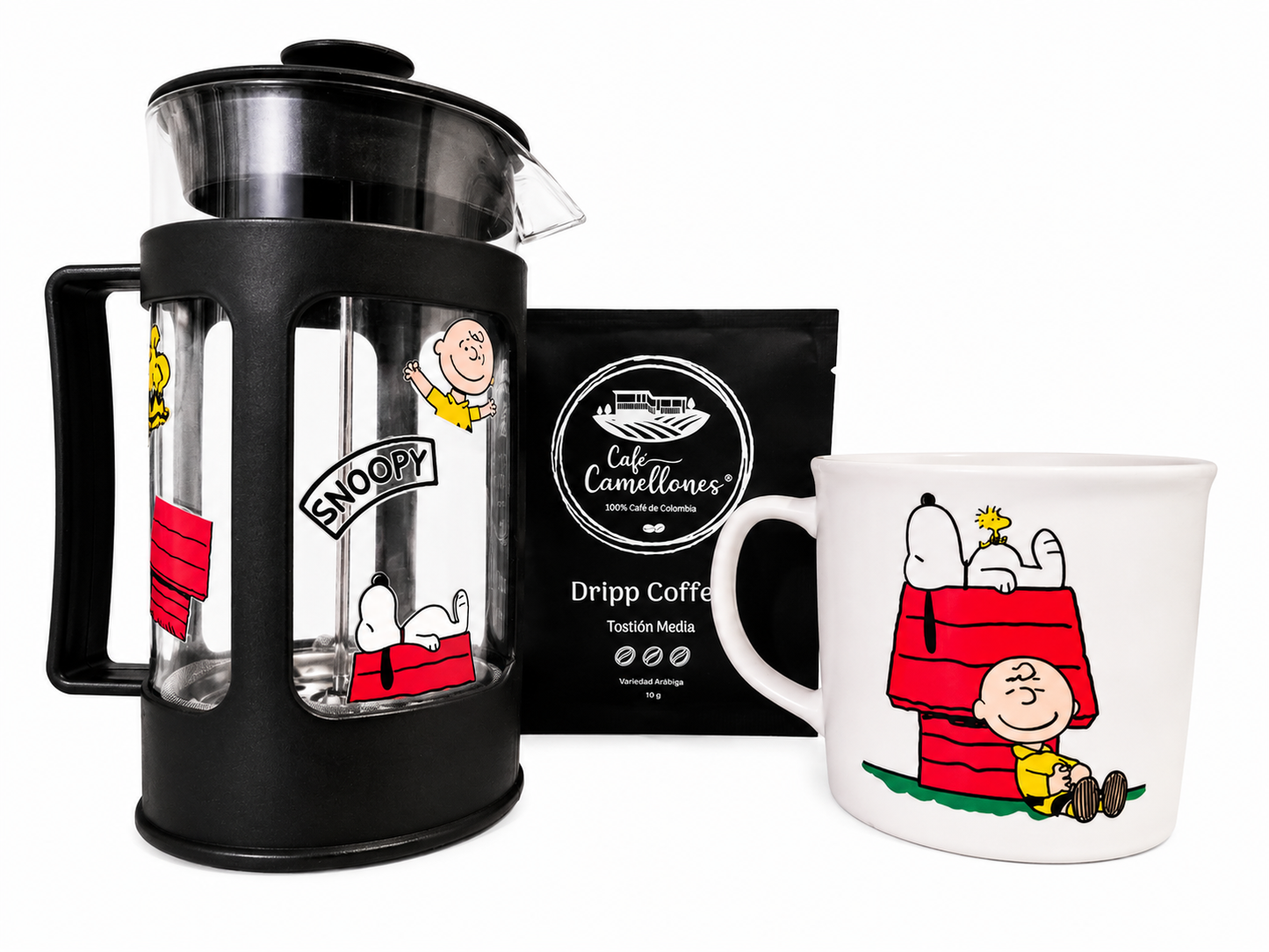 Cafetera Snoopy + Tazón + café