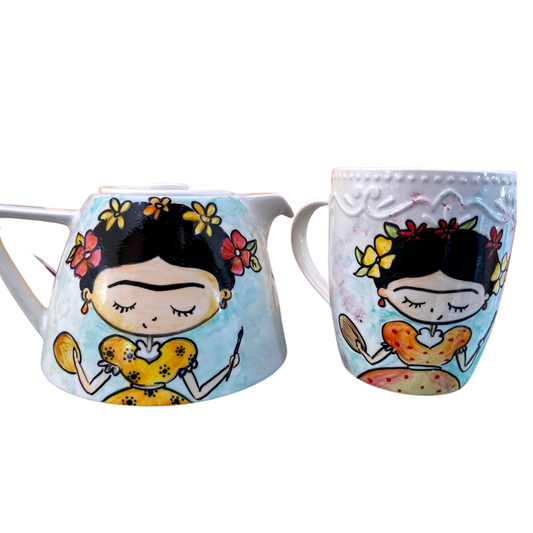 Juego tetera más tazón Frida Khalo