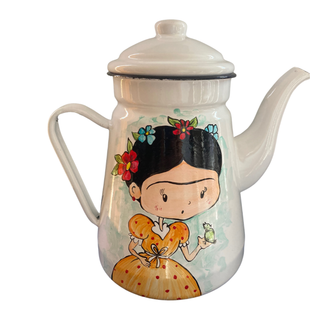Tetera enlozada Frida Khalo